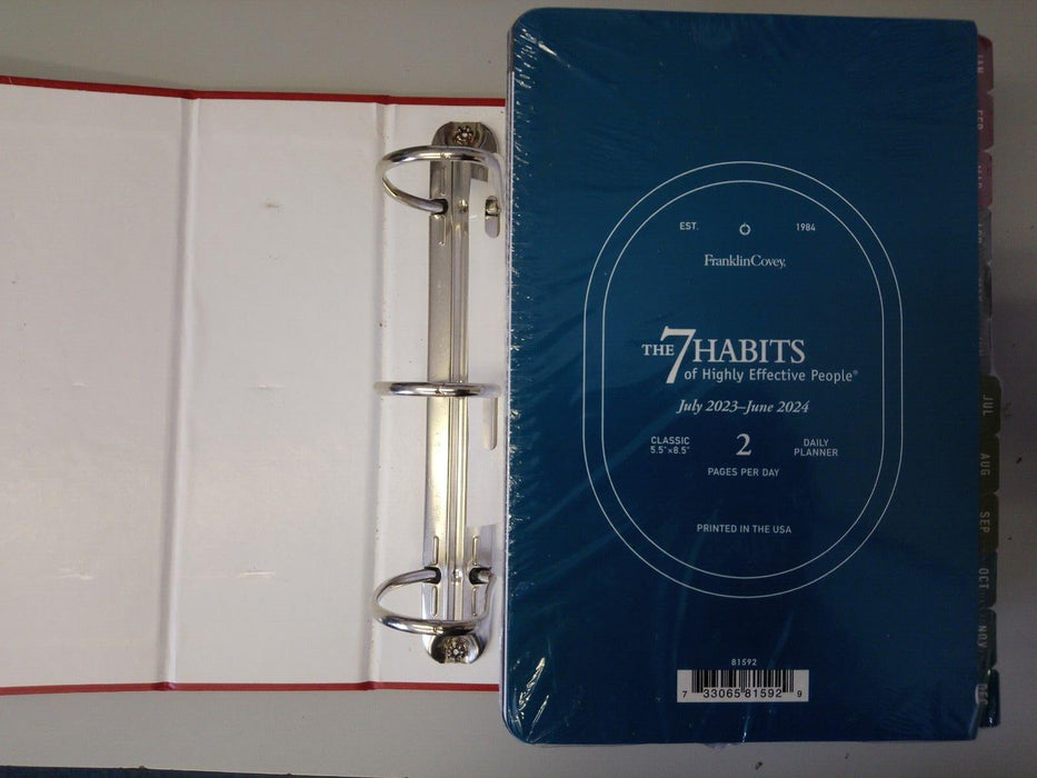 Franklin Covey - Jul 23/Jun24 - 7 Habits - Two Page Per Day Ring Bound Planner