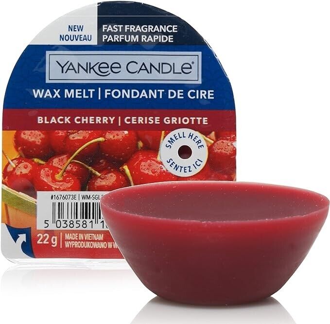 Yankee Candle Wax Melts, Black Cherry, Up to 8 Hours of Fragrance, 1 Count, Red