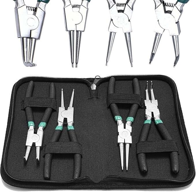 7" inch Circlip Pliers Set 4pcs Heavy Duty Internal/External Snap Ring C Clip Pl