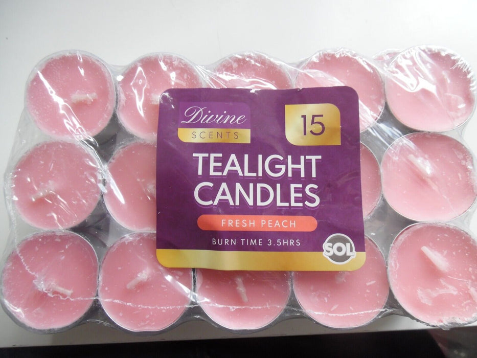 Divine Scents 3 x 15 tealight candles fresh peach