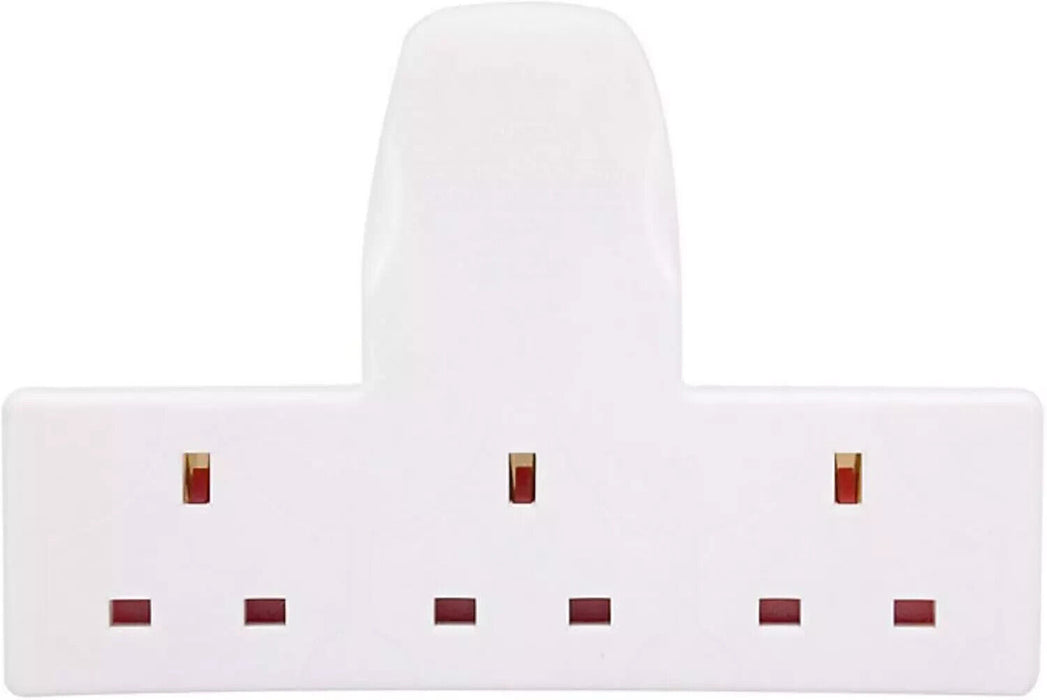 3 Way UK Mains Adapter 13Amp Plug Socket Bar 250V Micro Triple White