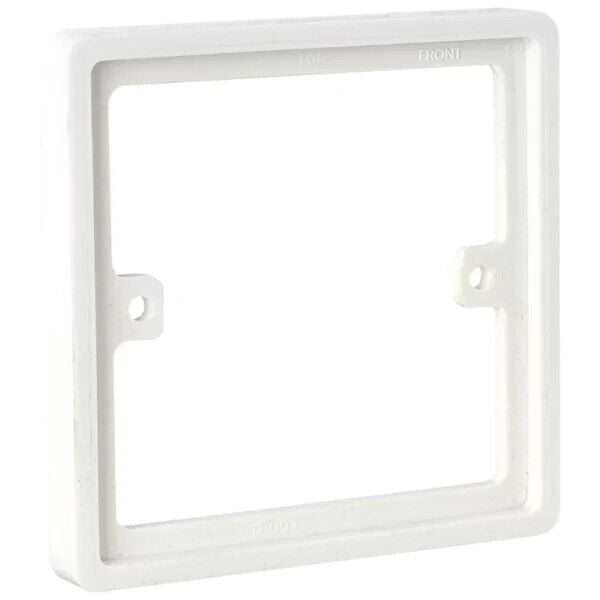 5x BG Nexus White 1 Gang Single 10mm Depth Square Spacer Frame Back Box Plate