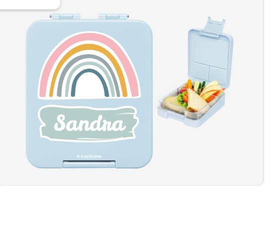 Easy2Name Sandra Personalised Lunch Box Rainbow Sky Blue