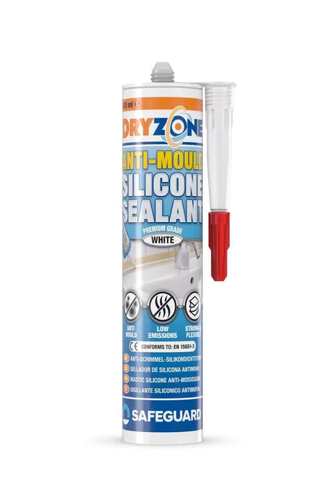 Dryzone Silicone Sealant Anti-Mould - 310 ml - for Bathroom & Kitchen use. White