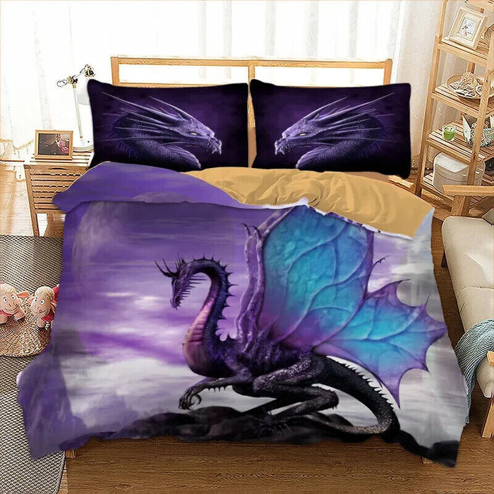 Dragon Duvet Cover with Pillow Case Quilt Cover Bedding Set Kids Single Bed