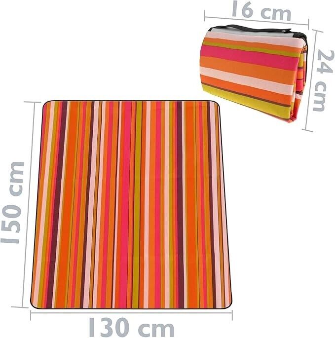 PrimeMatik - Picnic blanket 150 x 130 cm multicolored wide stripes