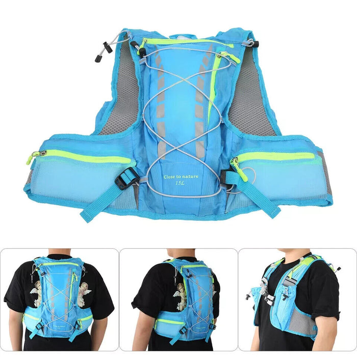 15L Running Hydration Backpack Blue Outdoor Recreation DTS UK