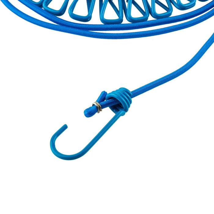 TRIXES Travel Washing Line NEW Blue Long Compact Flexible 12 Peg Portable Line