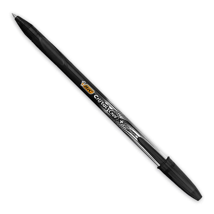 BIC CRISTAL GEL INK PEN Black, Box of 12