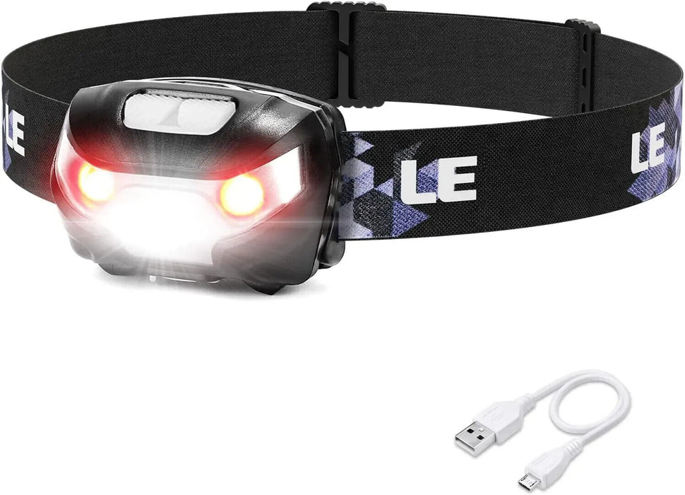 LE Head Torch Rechargeable, 1000L Super Bright LED Headlamp Waterproof with Red