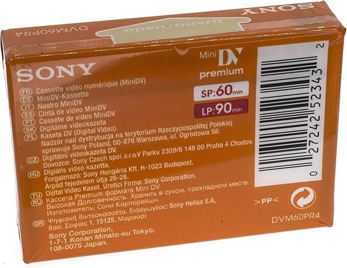 Sony Premium SP60 LP90 Mini DV Metal Evaporated Cassette Tape (DVM60PR3)