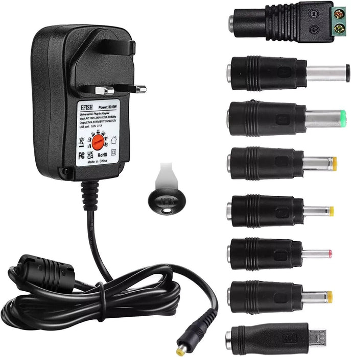 EFISH International Power Adapters Multifunctional Portable (3V-12V)2A+8Plugs