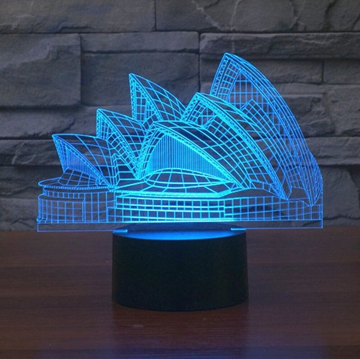 Creative 3D Visualization Lamp Optical Illusion Night Light City Opera House LED