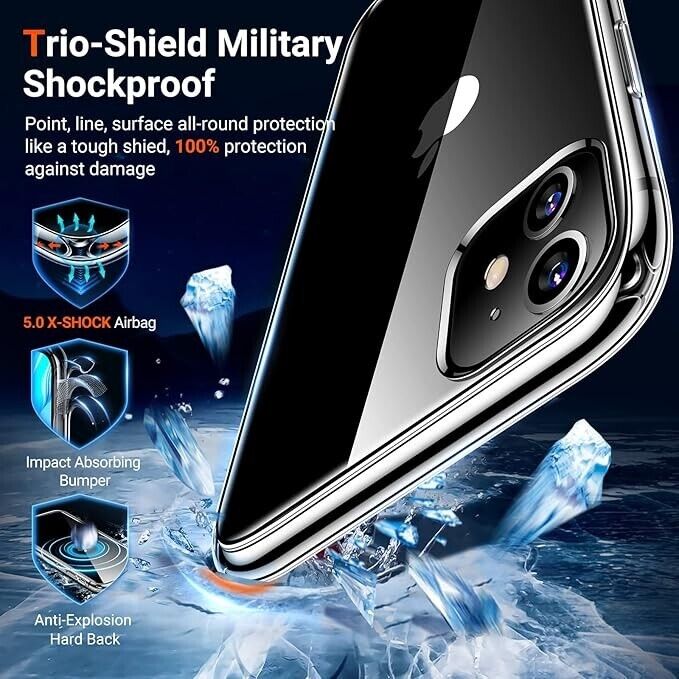 TORRAS Military Diamond Clear iPhone 11 Case [Exclusive 100% Clear & NO.1 Anti-Y