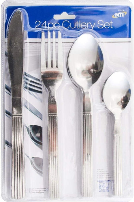 24Pc Cutlery Set Kitchen Utensils Dinning Tools Stainless Steel Spoon Fork New