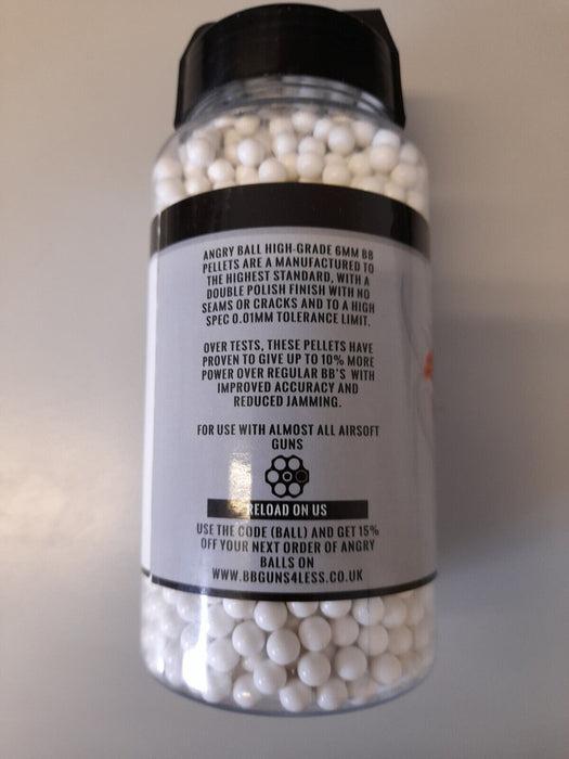 Angry Ball 2000 White 6mm X 0.15g BB Pellets In Speed Loader Pot