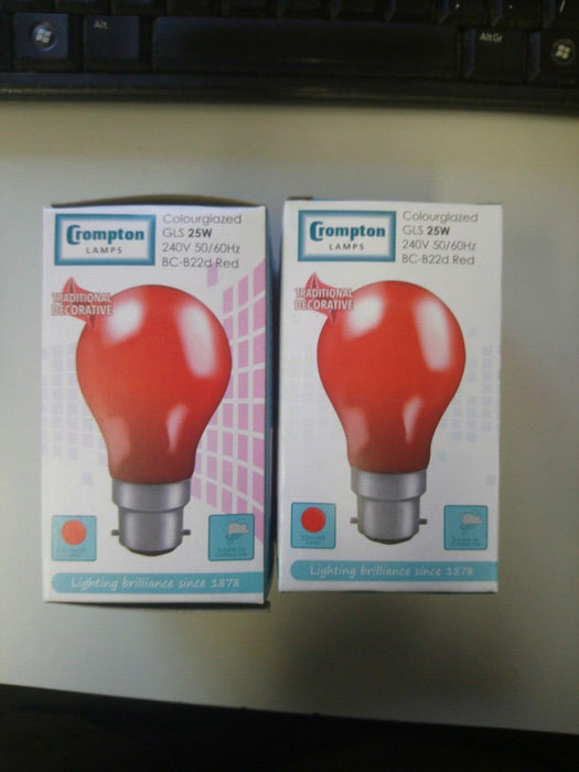 Crompton Lamps 25W GLS BC-B22d Dimmable Red Colourglazed