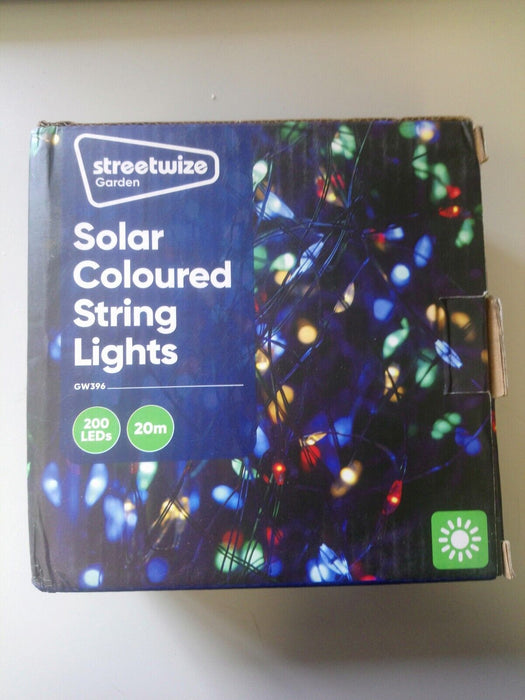 Streetwize solar coloured string lights 200 LEDs 20m