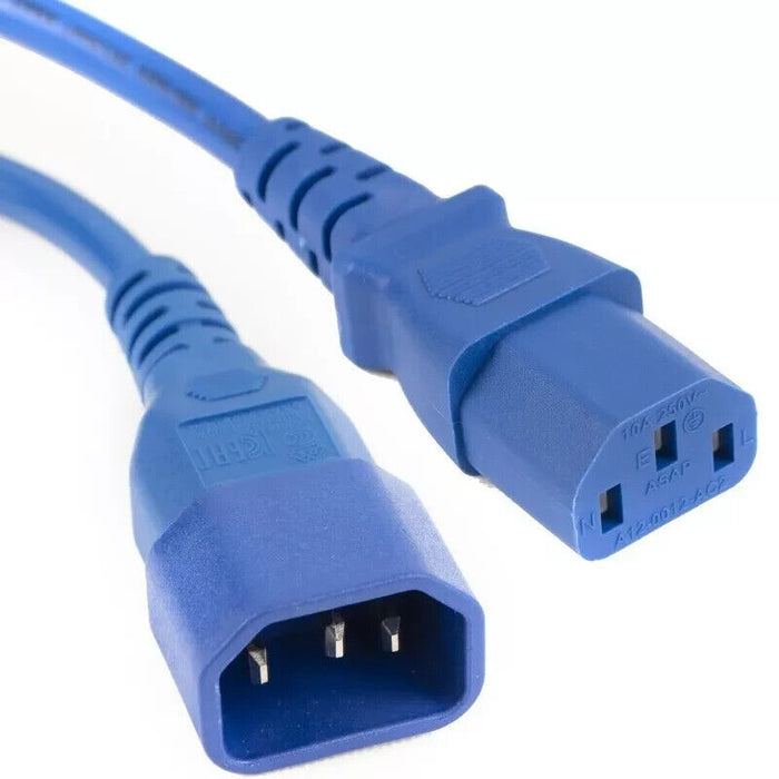 0.5m C14 to C13 Power Extension Cable IEC Male to Female UPS Blue Lead