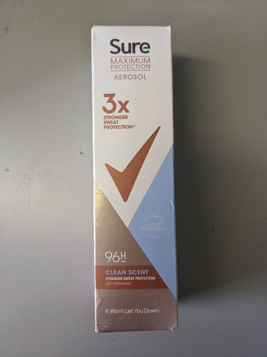 Sure Maximum Protection 96h 150ml Clean Scent Aerosol 4 Pack