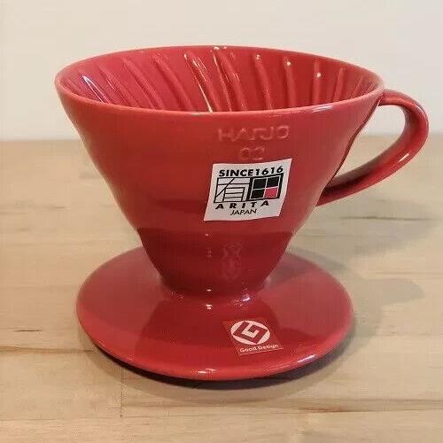 Hario V60 Dripper Ceramic 02 - red Japanese dripper measuring spoon.