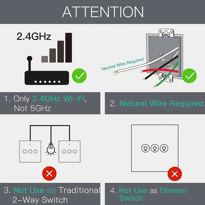 MoesGo WiFi and RF SINGLE GANG Smart Switch WHITE works with Alexa and Google