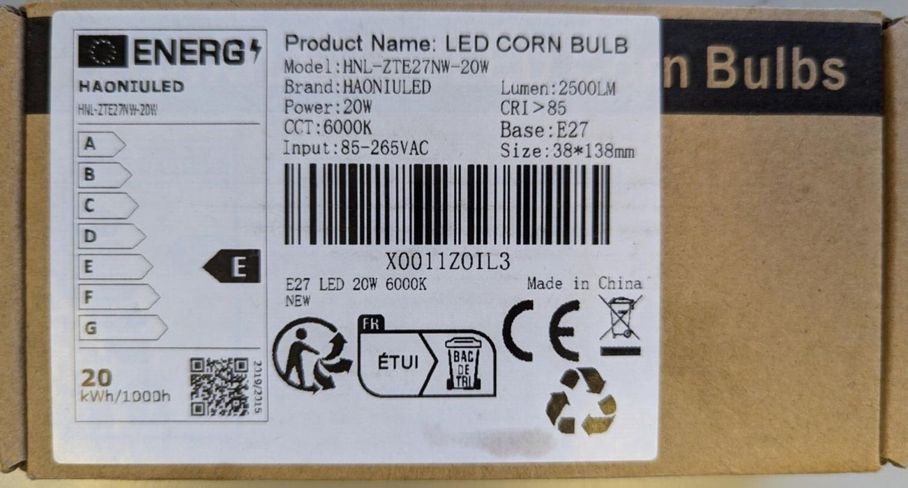 LED Corn Bulb - 20W - 38*138mm - 2 Pack