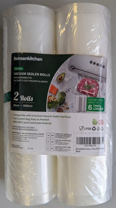 BonsenKitchen Vacuum Sealer Rolls - 2 Rolls 20cmx600cm