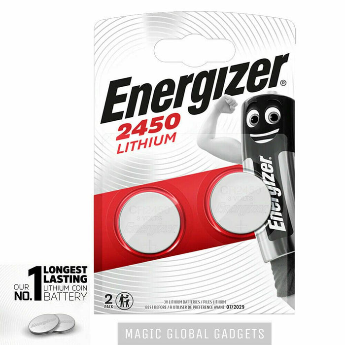 2 x Energizer CR2450 3V Lithium Coin Cell Battery 2450 DL2450