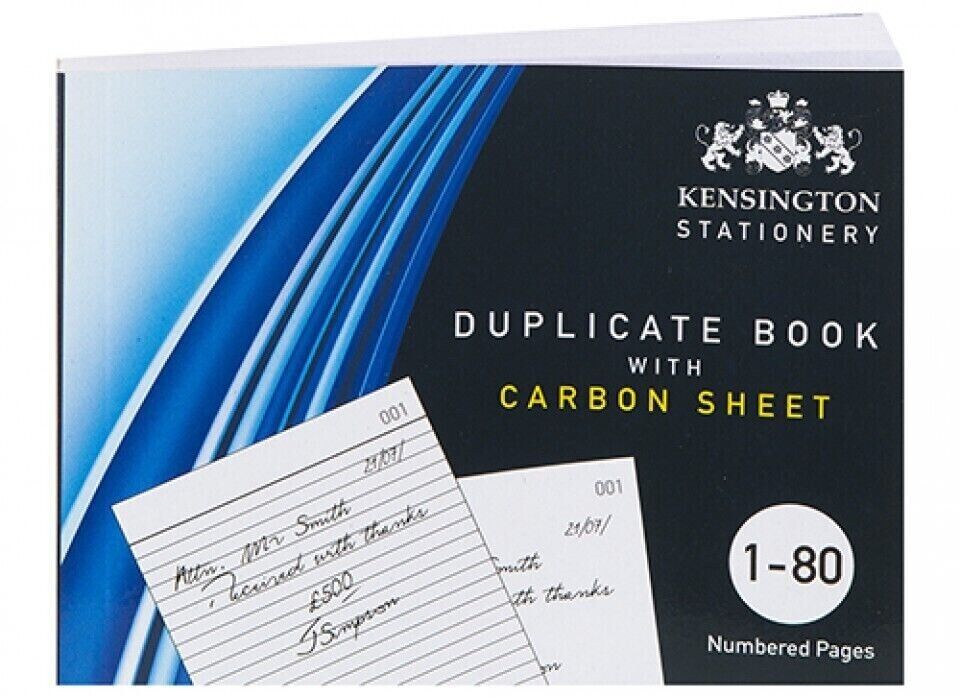 2x DUPLICATE BOOK 1 - 80 pages  numbered HALF SIZE 10CM X 13CM with carbon sheet