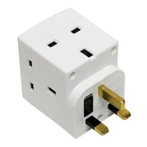 3 WAY 3 PIN ADAPTOR SOCKET 13 AMP DOUBLE SOCKET HOUSEHOLD MULTI PLUG ADAPTER UK