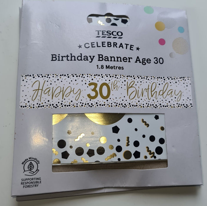 2x packs Birthday Banner Decorations Age 30 - 1.8M