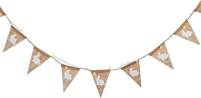 2.5m Easter Bunny Bunting with Battery Operated String Fairy Lights Indoor Decor