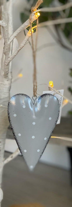 1x 9CM GREY HANGING HEART - New