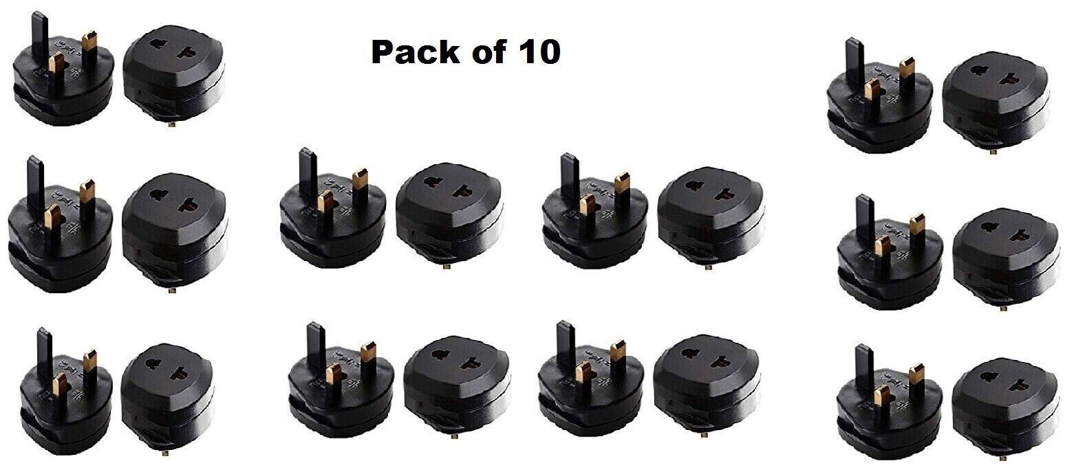 10x EU Euro 2 Pin to UK 3 Pin Plug AC Universal Adapter Travel Converter