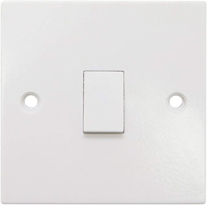 Single Gang Light Switch 1 Gang 1 Way White Plastic 10A Wall Switch