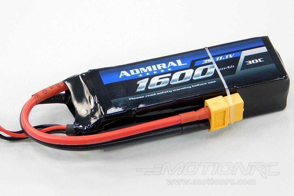 Admiral 1600mAh 3S 11.1V 30C LiPo Battery with XT60 Connector