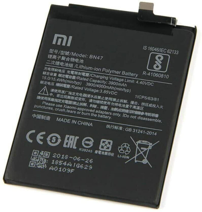 Xiaomi Redmi 6 Pro BN47 100% Original 3900mAh Internal Battery Replacement