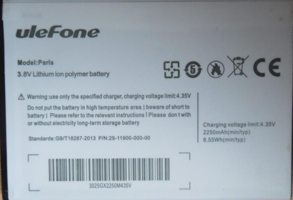 Battery for Ulefone Paris Lite 29-1100-000-00 1950mAh NEW