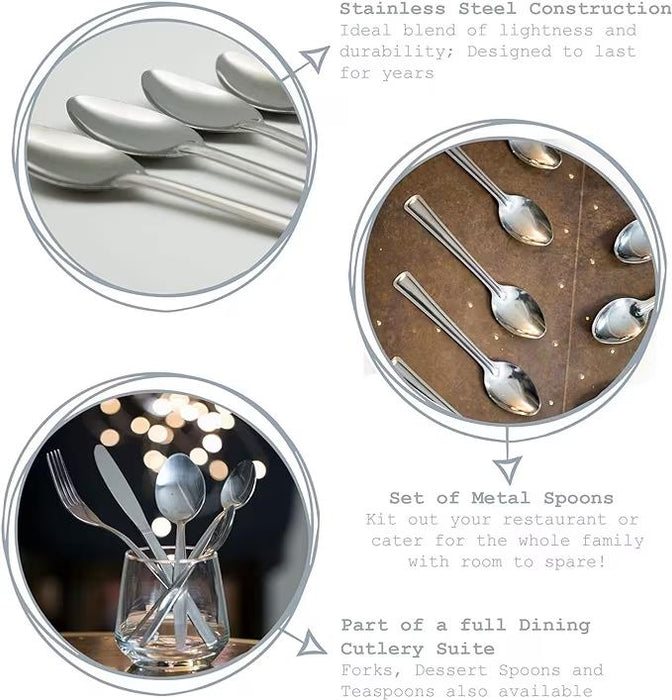 12x Teaspoons, Stainless Steel Dinner Cutlery Kitchen Table Tea Spoon Set Dishw