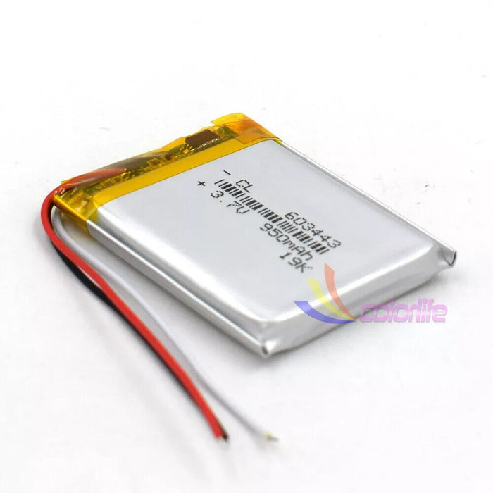 3.7V 603443 950mAh Li-po Rechargeable Battery Lipolymer Cell/Camera 2 Wire