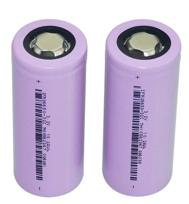 2 x LiFePo4 Cell 3,2V/11.24Wh 3200mAh IFR26650 Rechargeable Battery Flat Top