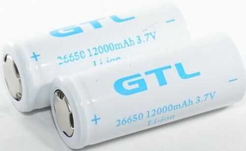 2 x GTL 26650 12000mAh (White) 3.7v Li-ion