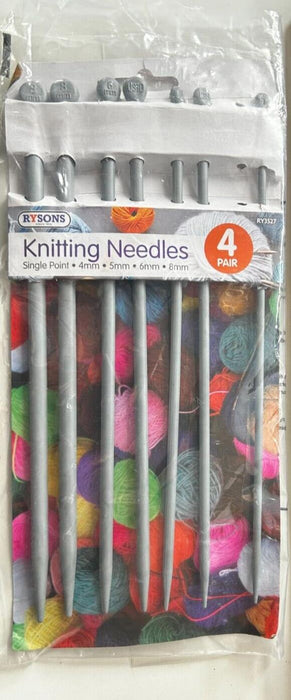 7 Peice Knitting Needle Set. 1 X 4mm. 2 X 5mm. 2 X 6mm. 2 X 8mm.