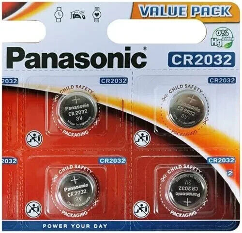 4 x Panasonic CR2032 3V Lithium Coin Cell Battery DL/BR 2032 Longest Expiry UK