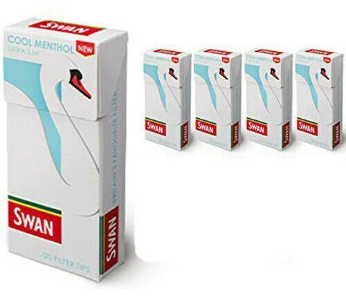 SWAN Extra Slim Filter Tips - Cool Menthol- 120 Filters/Pack - 5 Packs