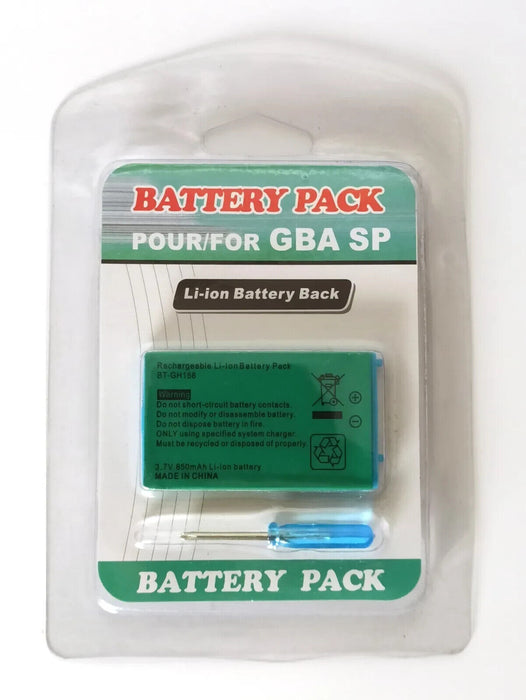 GameBoy Advance GBA SP - 3.7V 850mAh Rechargeable Battery Pack -