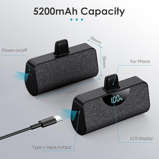 5200mAh Mini Portable Charger, Upgraded Ultra-Compact PD 18W Power Bank Small Ph