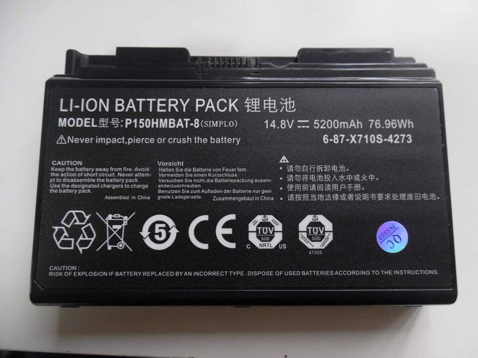 5200mAh 14.8V P150HMBAT-8 6-87-X510S-4J72 Battery for CLevo P150 P170EM NP8130