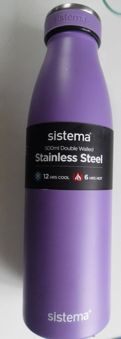 Sistema Double Walled Stainless Steel Bottle, Colour Purple / Voilet 500ml